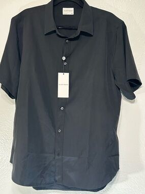 Elliot Pierce XL Black Short Sleeve Button Up Shirt Lightweight